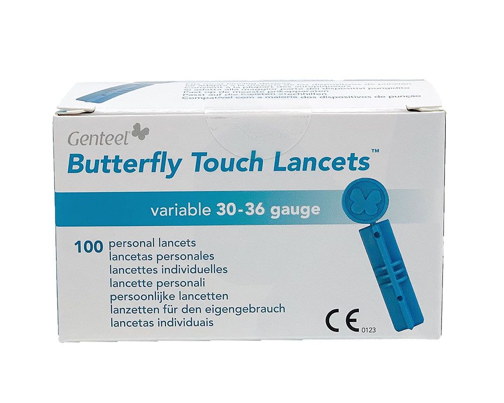 Lancetas Genteel Butterfly Touch - 100 piezas