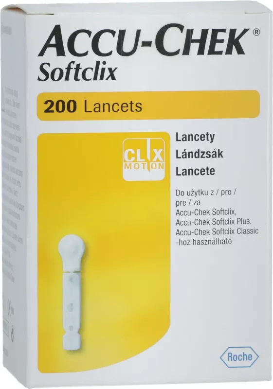 Lancetas Accu-Chek Softclix para punción y control de glucosa, 200 unidades Roche